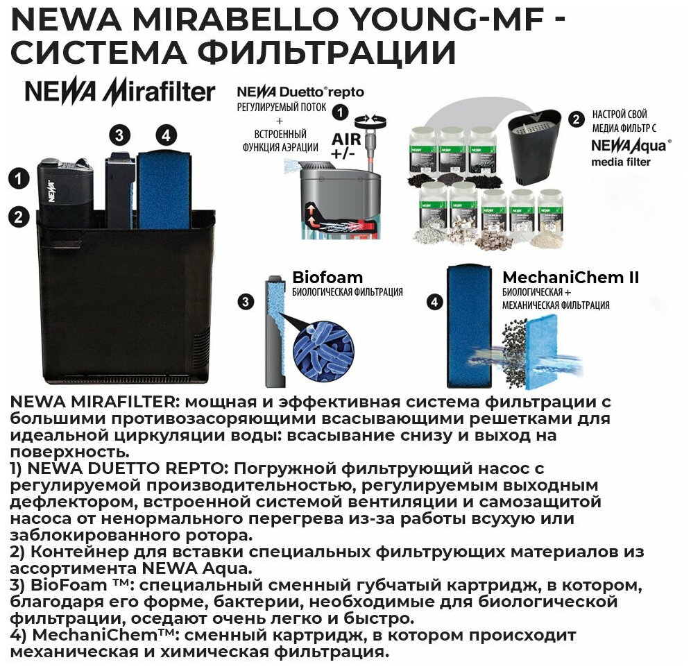 Аквариум Newa Mirabello MIR 30 young-MF, 30 л, серый NEW VERSION - фотография № 3