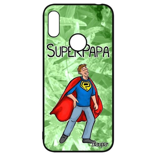 фото Красивый чехол на смартфон // huawei y6 2019 // "суперпапа" герой смешной, utaupia, светло-зеленый