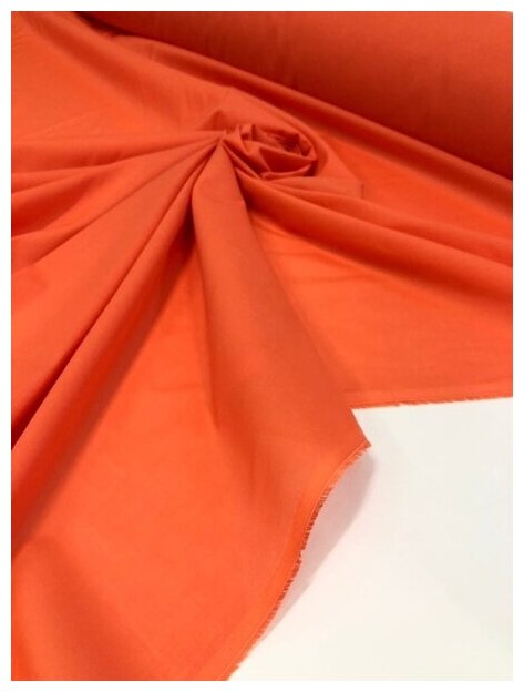 Ткань для шитья хлопок батист однотонный, цвет яркий оранжевый, Германия, цена за 3 метра погонных.