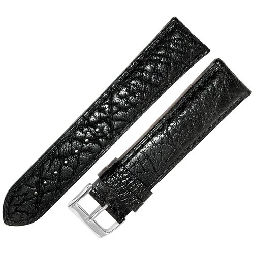 фото Ремешок 1023-223-202 черный кожаный ремень для мужских наручных часов из натуральной кожи 22 х20 мм l длинный матовый мила