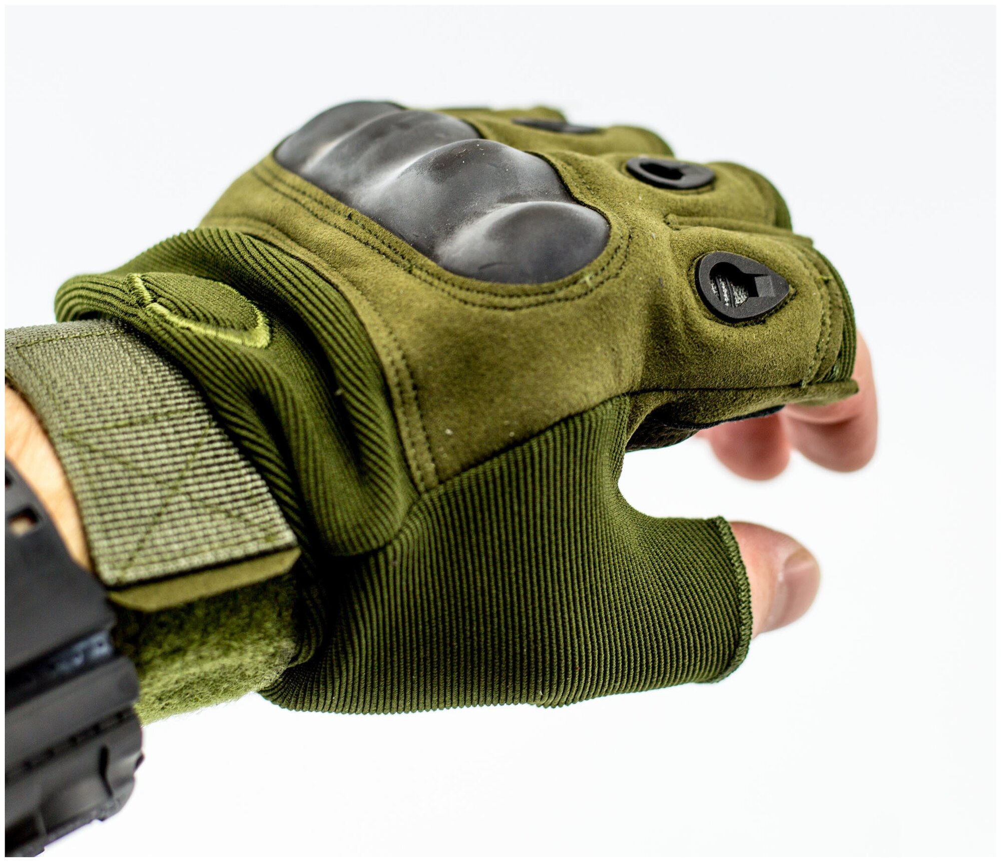 Тактические перчатки без пальцев, армейские, зеленые XL