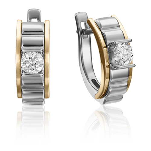 PLATINA jewelry Серьги из комбинированного золота с бриллиантом 02-4206-00-101-1121-30