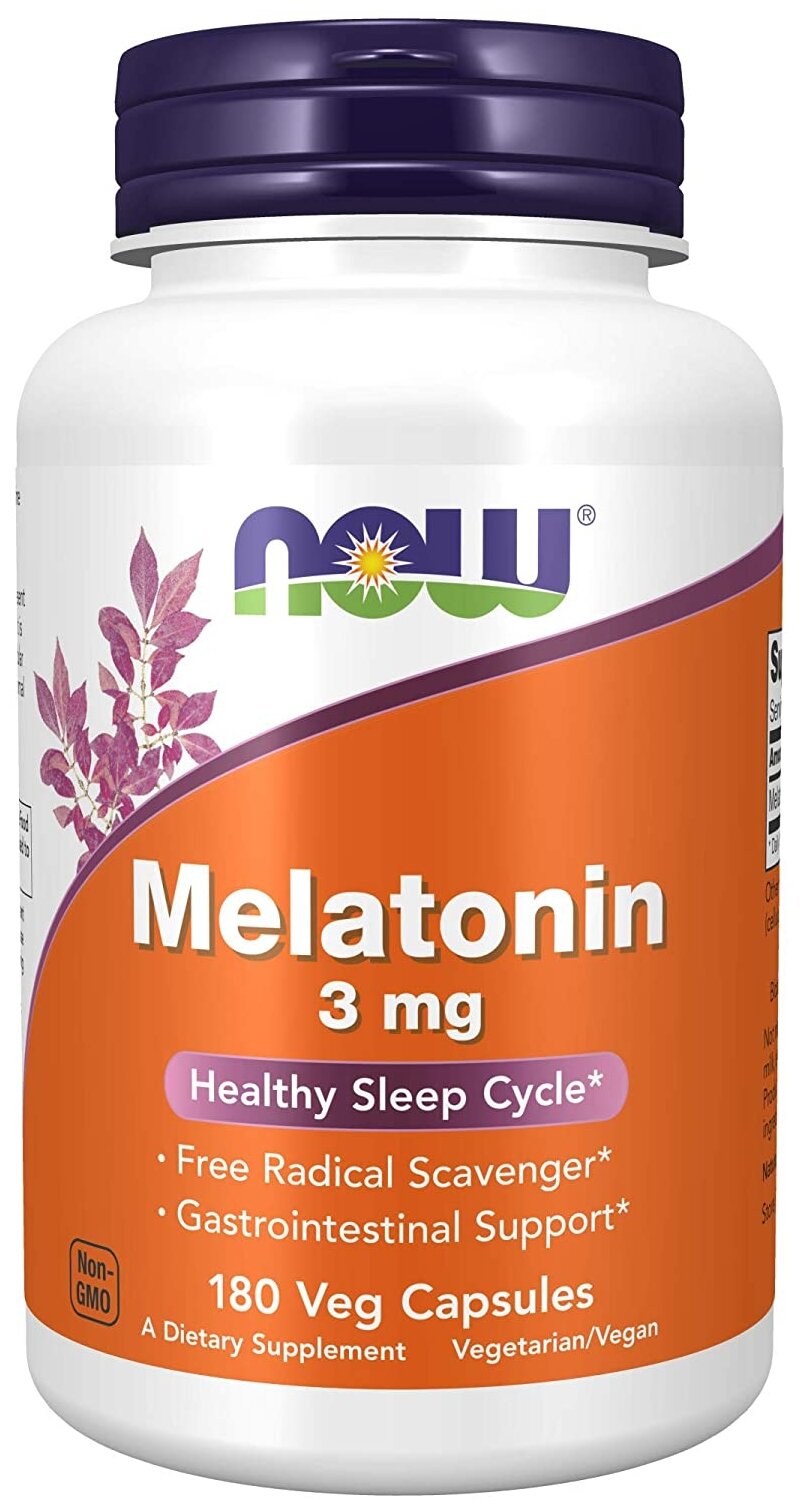 NOW Melatonin 3 мг. (180 раст.капсул)