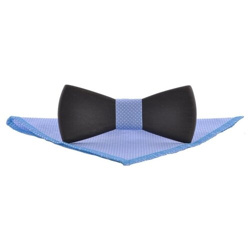 галстук бабочка деревянная темная с синим платком пейсли Бабочка 2beMan, коричневый