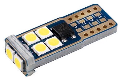 Автолампа диод T10 (W5W) 12V 10 SMD диодов без цоколя 1-конт Белая с обманкой SKYWAY Салон габариты