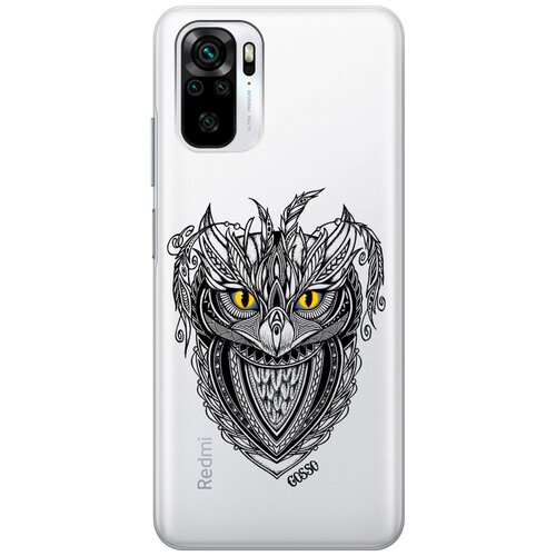 фото Ультратонкий силиконовый чехол-накладка transparent для xiaomi redmi note 10 с 3d принтом "grand owl" gosso