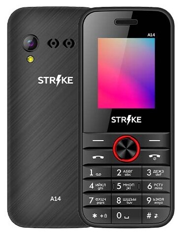 Телефон Strike A14, черный/красный