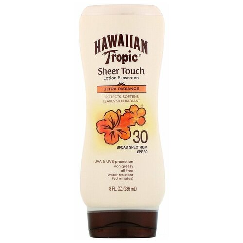 Hawaiian Tropic, Sheer Touch, Ultra Radiance, Солнцезащитный лосьон с SPF 30, 236 мл