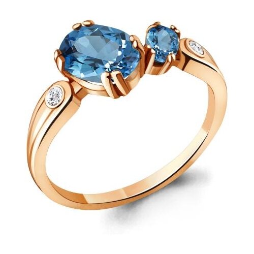 фото Кольцо из золочёного серебра aquamarine а6928105а-п с топазом и фианитом diamant-online