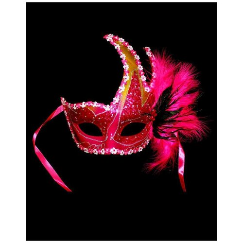 Карнавальная венецианская маска розовая 23 см карнавальная венецианская маска светло розовая женская