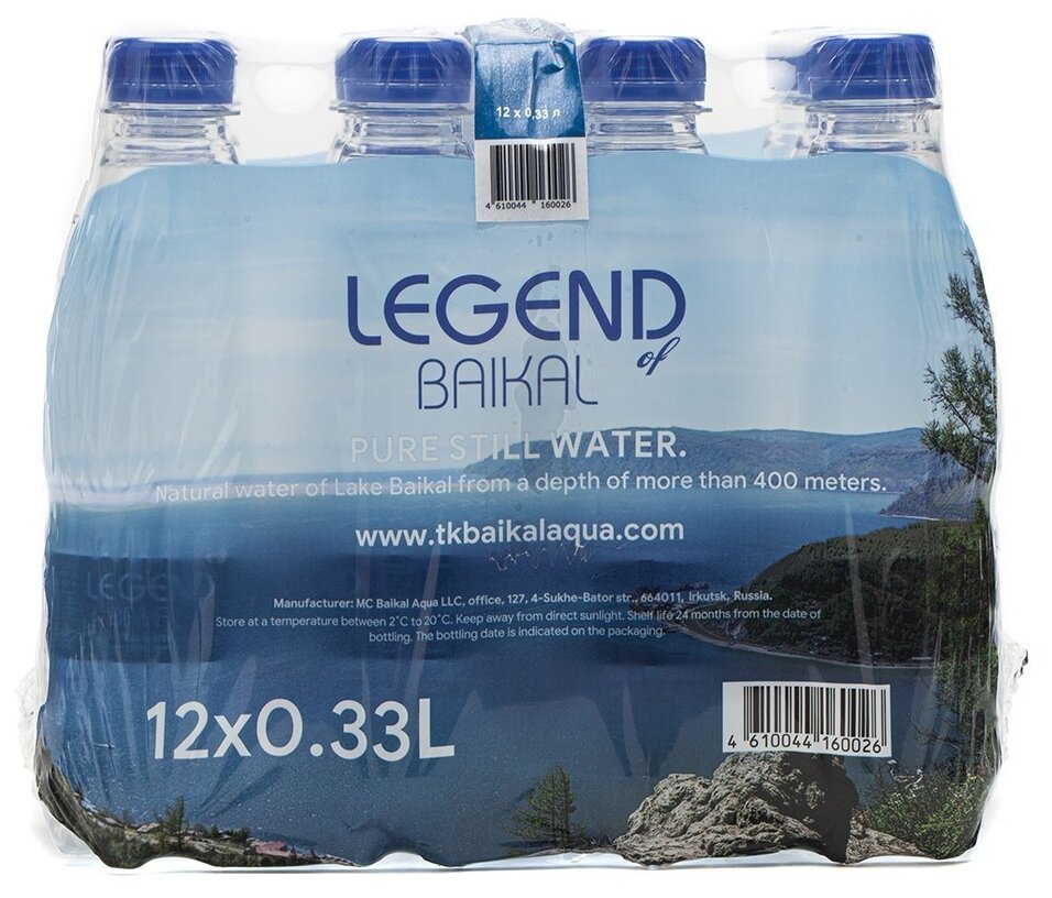 Вода питьевая глубинная Легенда Байкала (Legend of Baikal) 12 шт. по 0,33 л, негазированная, пэт