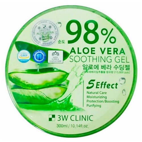 Гель универсальный увлажняющий с алоэ вера 3W CLINIC 98% Aloe Vera Soothing Gel, 300 мл (1 шт.)