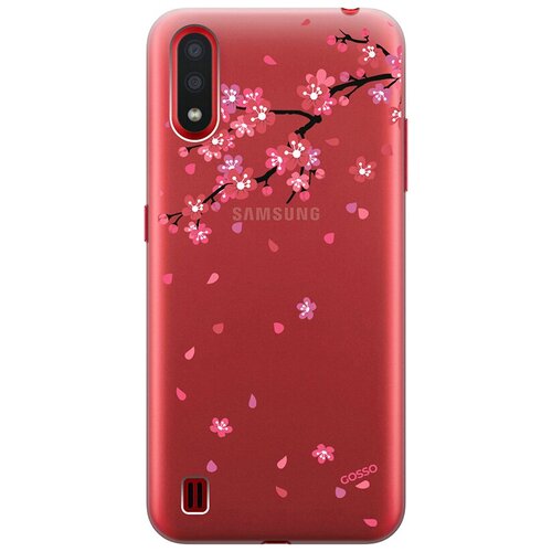 Ультратонкий силиконовый чехол-накладка ClearView для Samsung Galaxy A01 с 3D принтом Sakura ультратонкий силиконовый чехол накладка clearview для samsung galaxy a01 с принтом blue marble