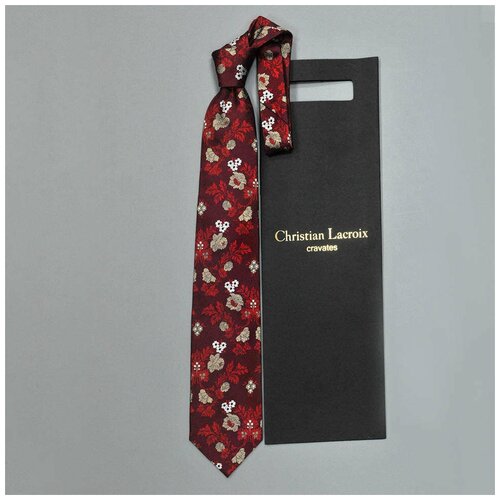Красивый бордовый галстук в цветочек Christian Lacroix 836360