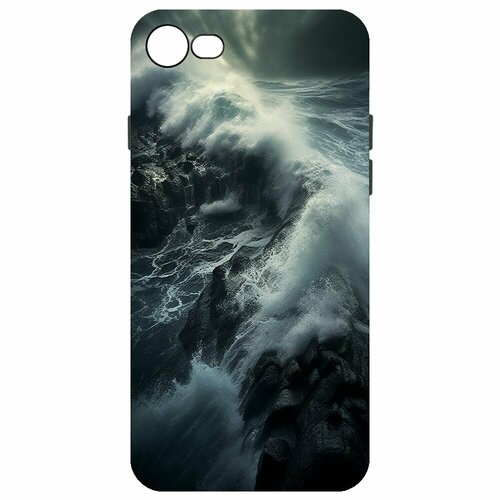 Чехол-накладка Krutoff Soft Case Шторм для iPhone SE 2020 черный чехол накладка krutoff soft case шторм для iphone 15 черный
