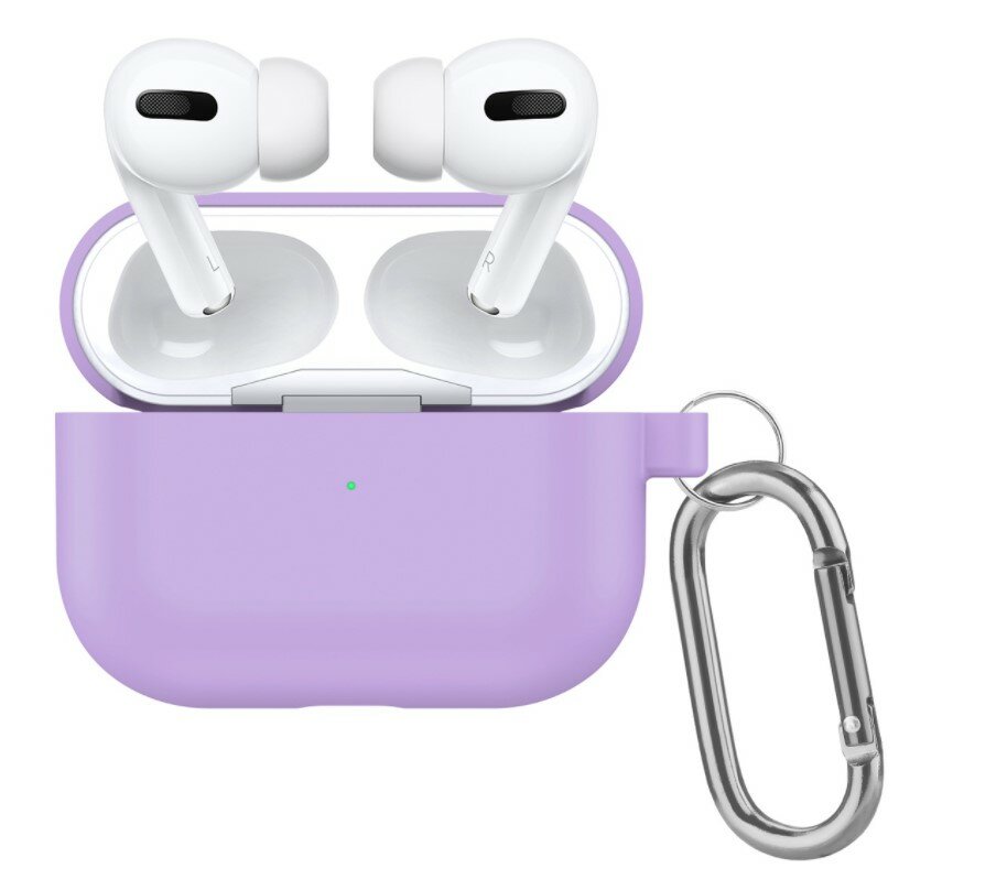 Чехол силиконовый с карабином для AirPods 3, лавандовый (3)