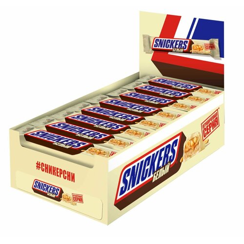 Шоколадный батончик 32 шт по 81 г Белый Snickers