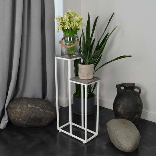 Подставка для цветов напольная металлическая лофт 2-полочная 6400₽