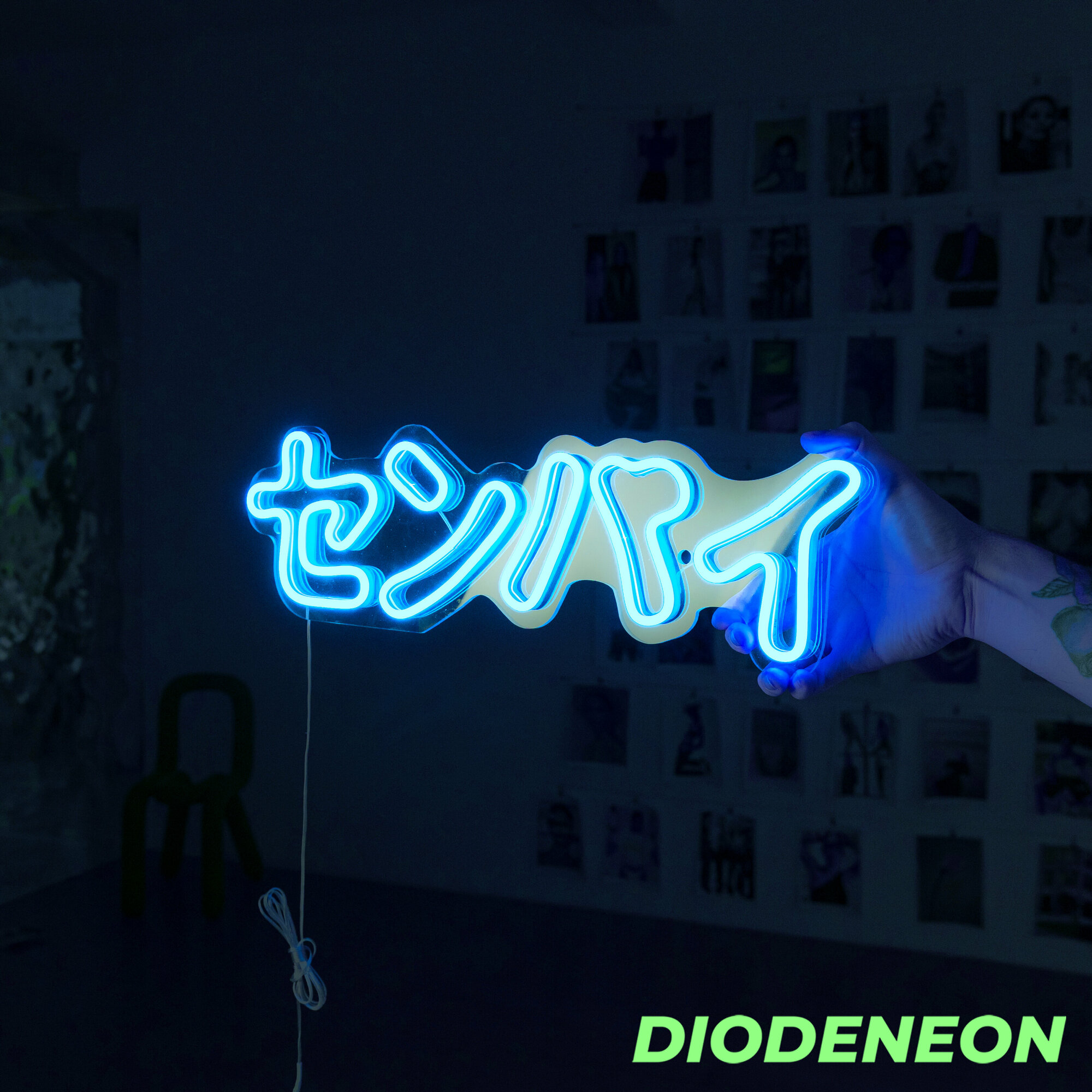 DIODENEON / Неоновый светильник, вывеска - Азиатский стиль 48х18 см. голубой