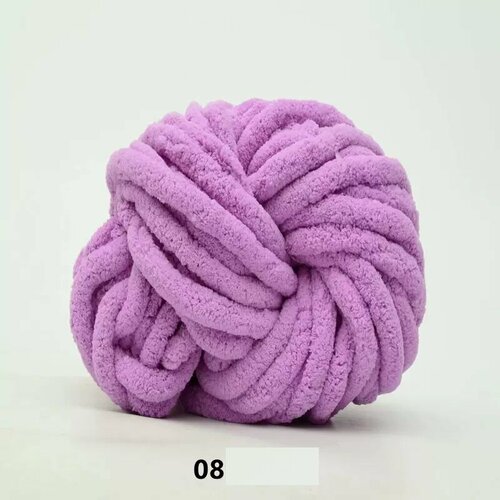 Плотная пряжа синель, Puffy для ручного вязания крючком. 20 мм/ Фиолетовый