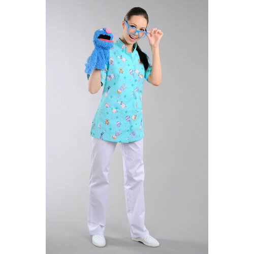Блуза медицинская женская для Педиатров, зеленая доктор стиль