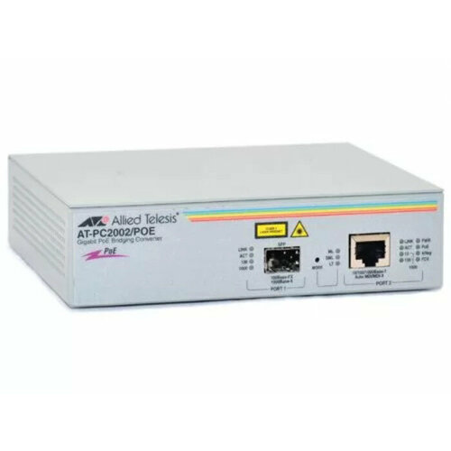 трансивер allied telesis at g8sx 1000sx 550m gigabit interface converter Медиаконвертер Allied Telesis AT-PC2002POEPLUS-80 1 x 10/100/1000 Мбит/с, 1 x SFP 100FX/1000X 990-003369-80