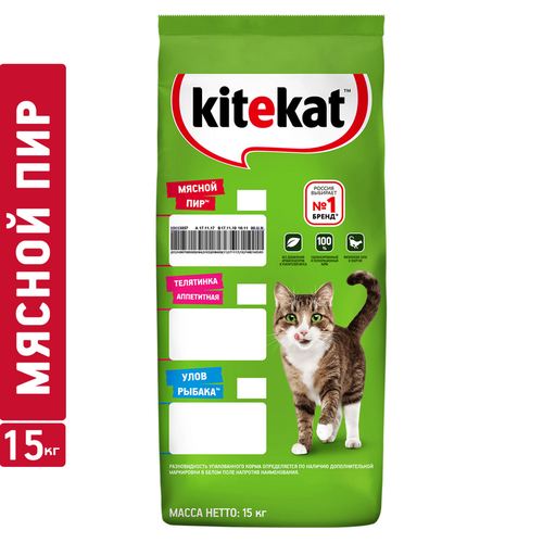 Корм сухой для кошек KITEKAT Мясной пир, полнорационный, 15кг