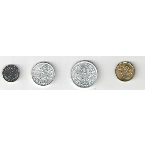 Монеты 4шт 20, 50 сентесимо, 1, 5 песо 1965-1989 Уругвай