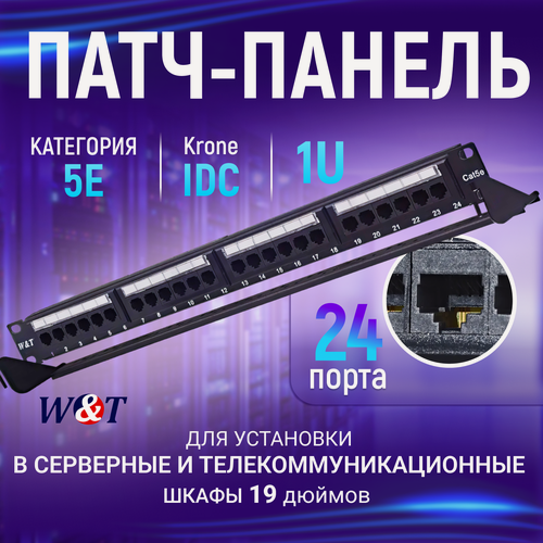 Изображение товара Патч-панель 1U, 24 порта RJ-45, Кат. 5E, Krone IDC, WT-2178A-KR