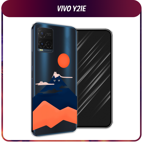 Силиконовый чехол на Vivo Y21e / Виво Y21e Кот-гора, прозрачный силиконовый чехол текстура красный шелк на vivo y21e виво y21e