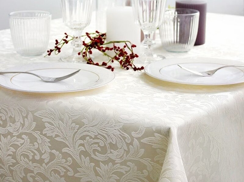 фото Скатерть на стол, 150x200см, ткань, цвет бежевый/кремовый