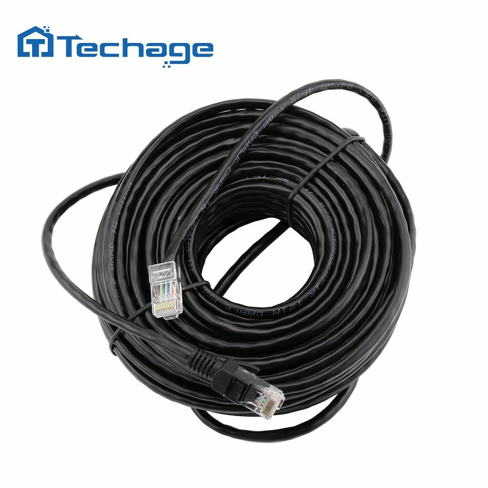 фото Techage 20 м cat5 сетевой кабель Ethernet RJ45 патч открытый водонепроницаемый кабель LAN провода для CCTV POE IP камера системы