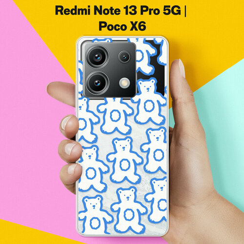 Силиконовый чехол на Xiaomi Redmi Note 13 Pro 5G / Poco X6 Мишки / для Сяоми Редми Ноут 13 Про 5Джи / Поко Икс6 силиконовый чехол на xiaomi redmi note 13 pro 5g poco x6 цветы для сяоми редми ноут 13 про 5джи поко икс6