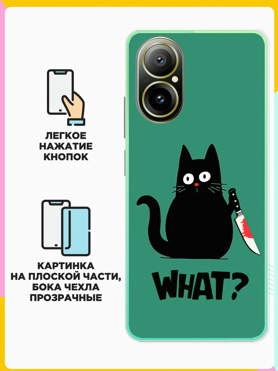 Силиконовый чехол на Realme C67 4G What? / для Реалми Ц67 4Джи — фото 1