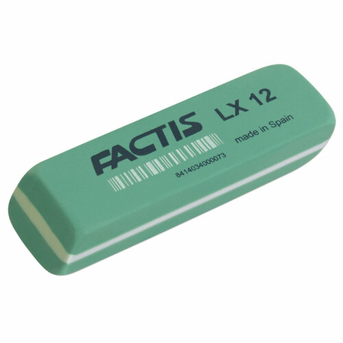 Ластик большой FACTIS LX 12 (Испания), 74х24х13 мм, зеленый, прямоугольный, скошенные края, CPFLX12 упаковка 12 шт.