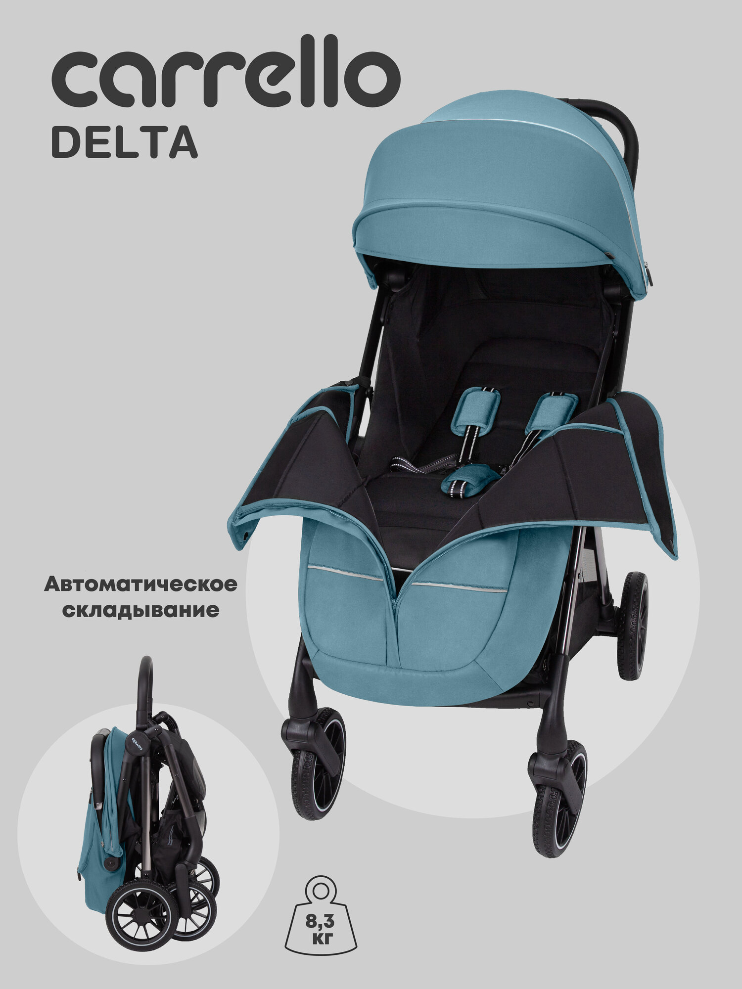 Коляска прогулочная CARRELLO Delta, голубая