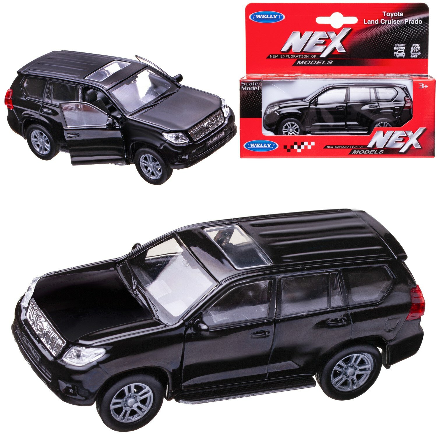 Машинка Welly 1:38 TOYOTA LAND CRUISER PRADO черная 43630L-W/черная