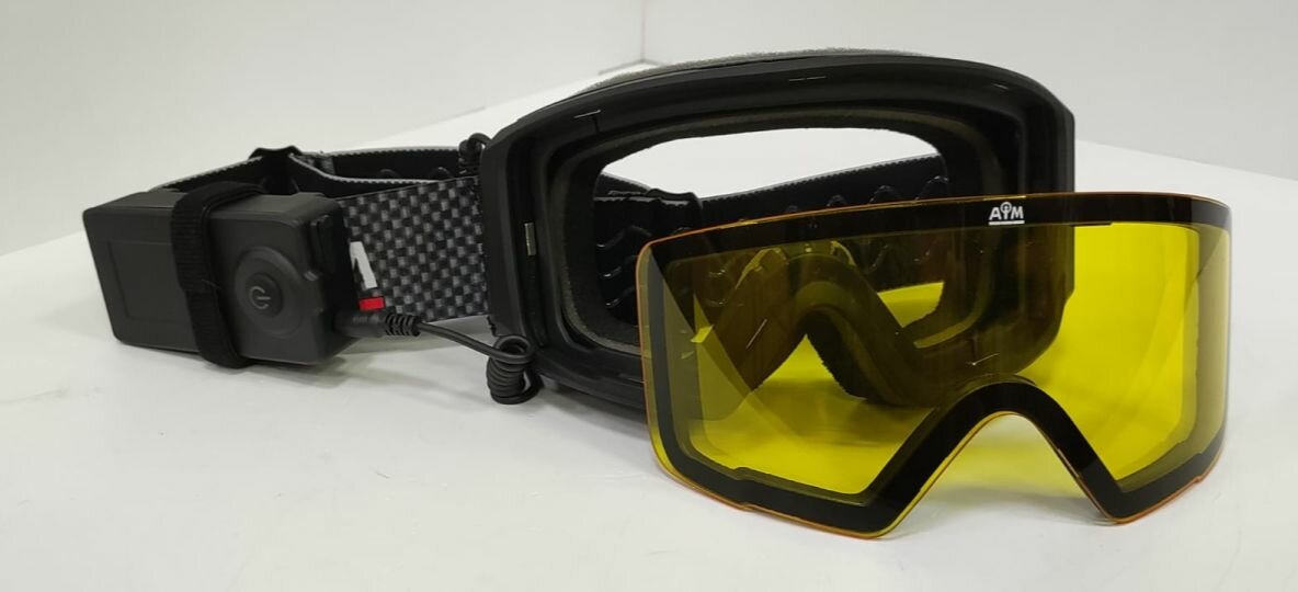 Очки снегоходные с магнитной линзой и подогревом AiM (PRO) 190-100 Accu Heated Goggles Black Matt