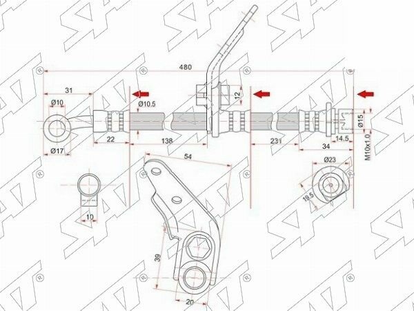 IPSASP_ST-01464-SDA-A01 Шланг тормозной передний (Таиланд) HONDA ACCORD 02- RH