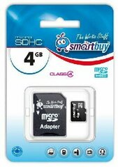 Карта памяти (SMARTBUY (SB4GBSDCL4-01) MicroSDHC 4GB Class4 + адаптер)