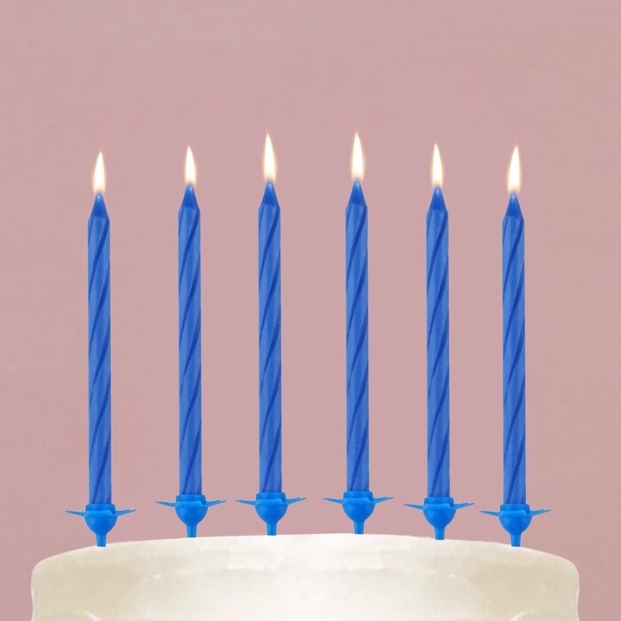 Свечи в торт, голубые, 24 шт, 7,2 х 17,3 см