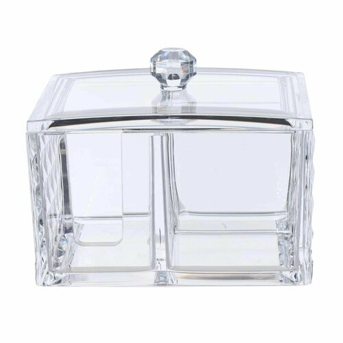 Контейнер для ватных дисковпалочек 14х10 см 3 отд с крышкой пластик 3475₽