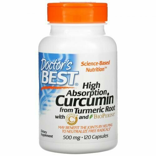 Doctor's Best, Куркумин высокого усвоения 500мг, Curcumin High Absorption, 120 капсул