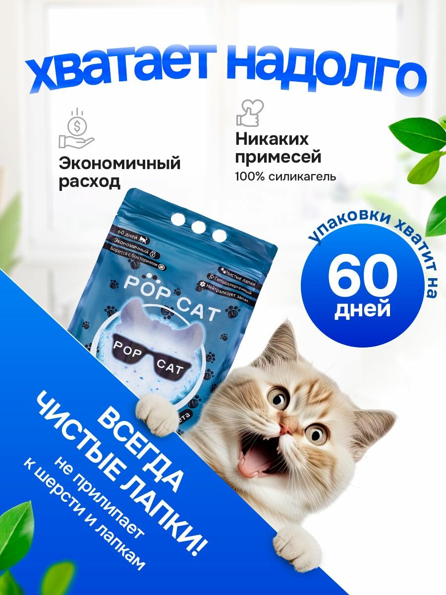 Силикагелевый наполнитель для кошачьего туалета 4л / 1,6кг - фотография № 3