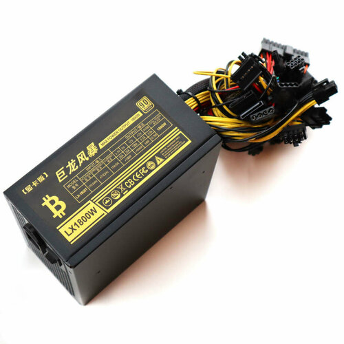 Блок питания для майнинга ATX 1800 Вт тихий 12 разъемов 62 6999₽