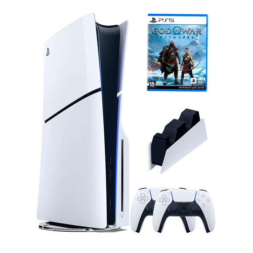 PS5 ПС5 Игровая приставка Sony PlayStation 5 Slim 2-й геймпадбелый зарядное игра God of War 79492₽
