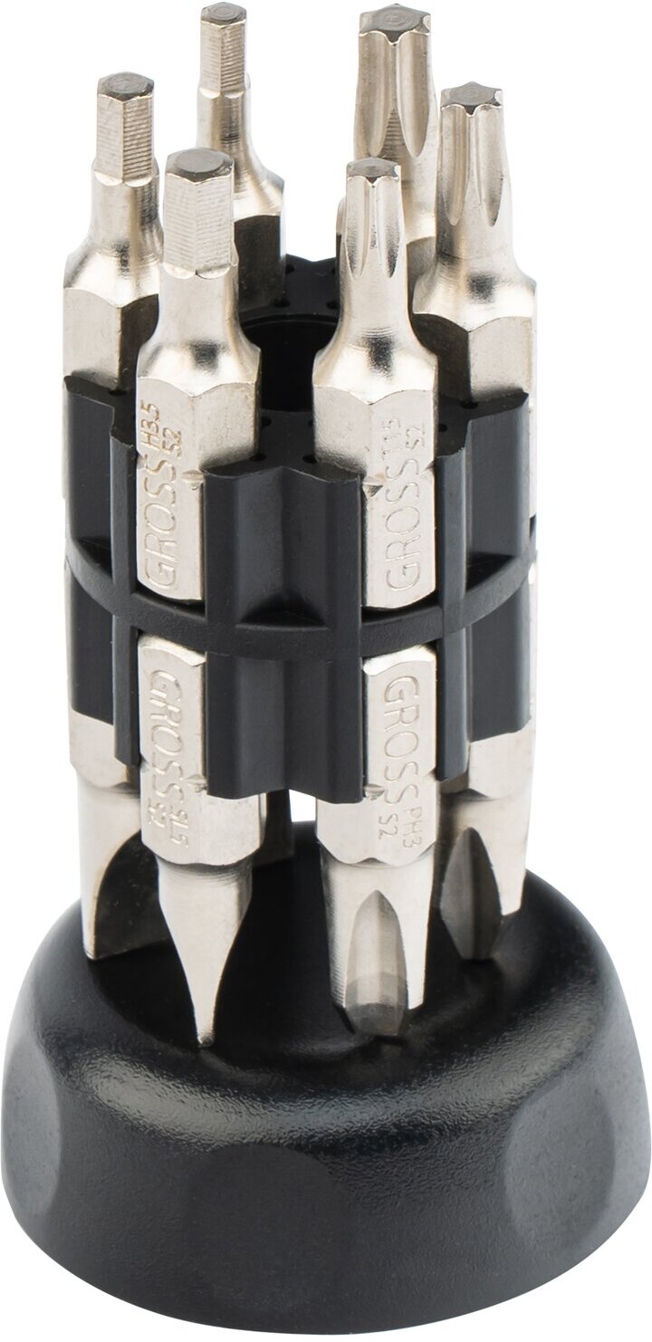 Отвёртка со сменными битами Gross 11603, 14 предм, синий/черный — фото 1
