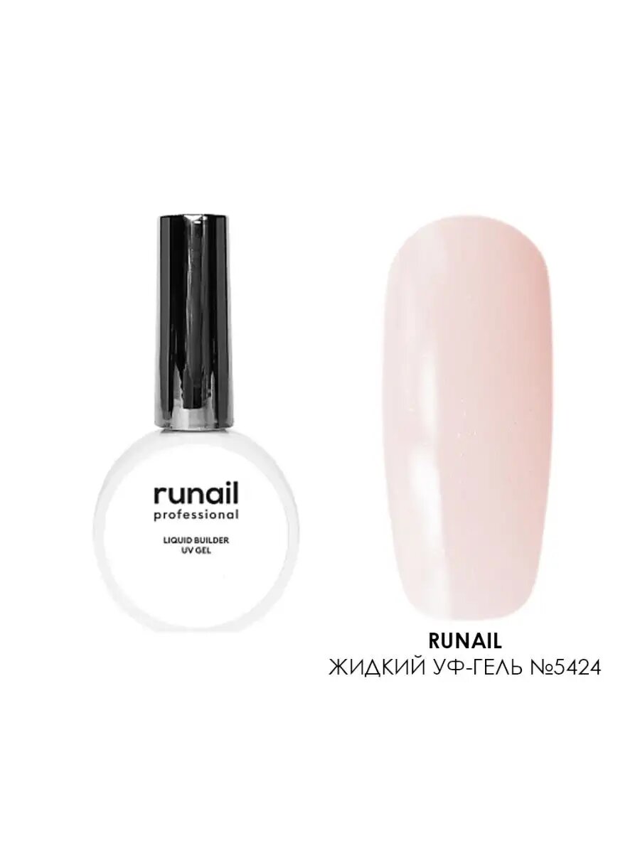 Runail, камуфлирующий жидкий Уф-гель самовыравнивающийся №5424 (Сияющая розовая карамель), 15 мл