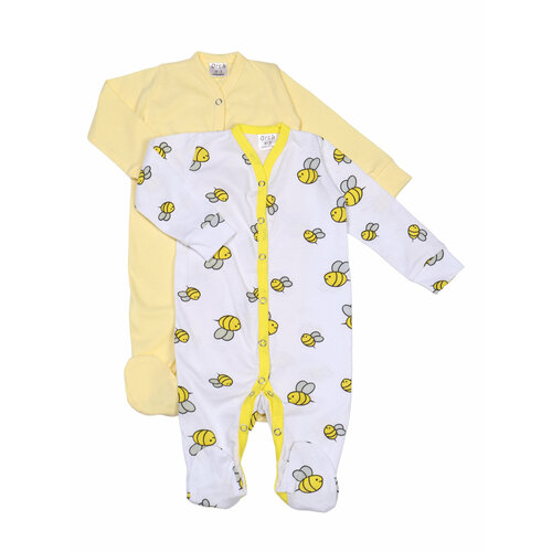 фото Боди funny bee, размер 74-80, белый/желтый