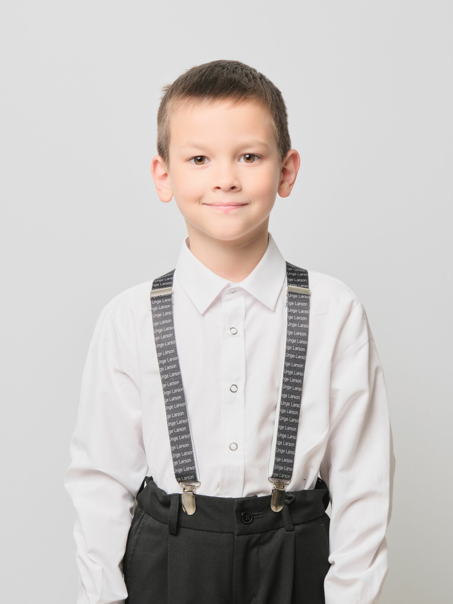 Подтяжки Андерсен для детей, размер 105-125, черный/серый — фото 1